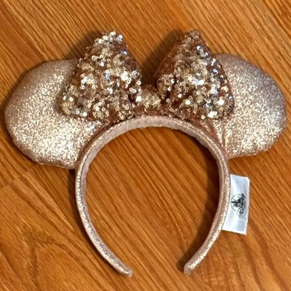 Disney Parks Rose Gold Sequin Minnie Ear Headband NWOT